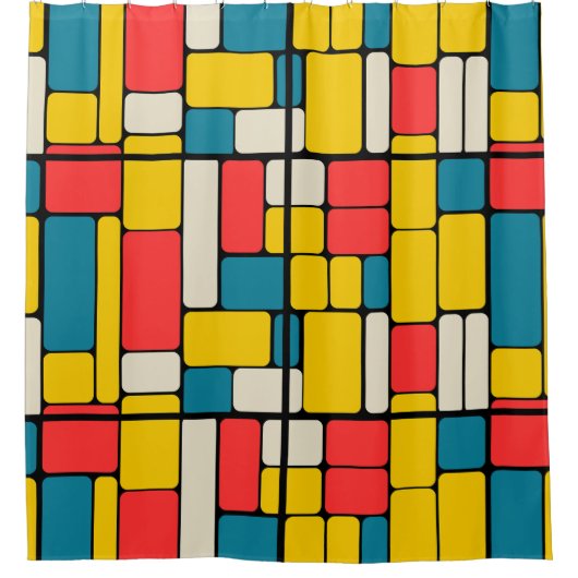 Retro-80er fett geometrisch, modern hell duschvorhang (Vorderseite)