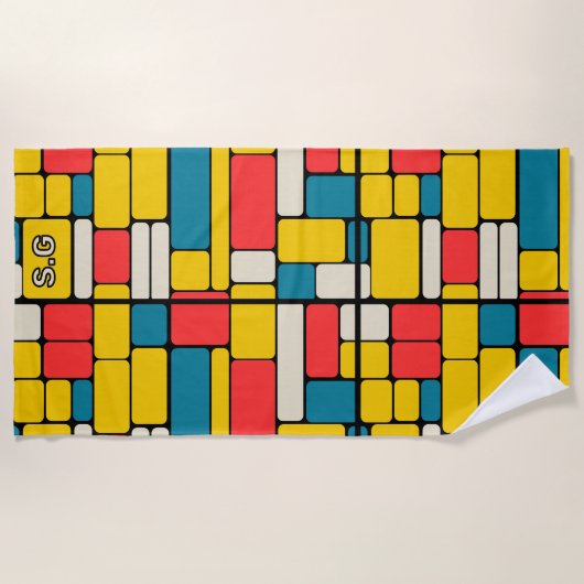 Retro-80er fett geometrisch, modern hell strandtuch (Vorderseite)