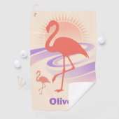 Retro 80er Flamingo Vibes - Pastel Sunset Golfhandtuch (Insitu)