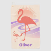 Retro 80er Flamingo Vibes - Pastel Sunset Golfhandtuch (Vorderseite)