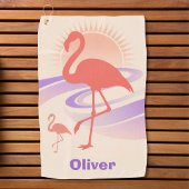 Retro 80er Flamingo Vibes - Pastel Sunset Golfhandtuch