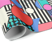 Retro-80er-Formen farbenfroh Geschenkpapier (Rolleneckpunkt)