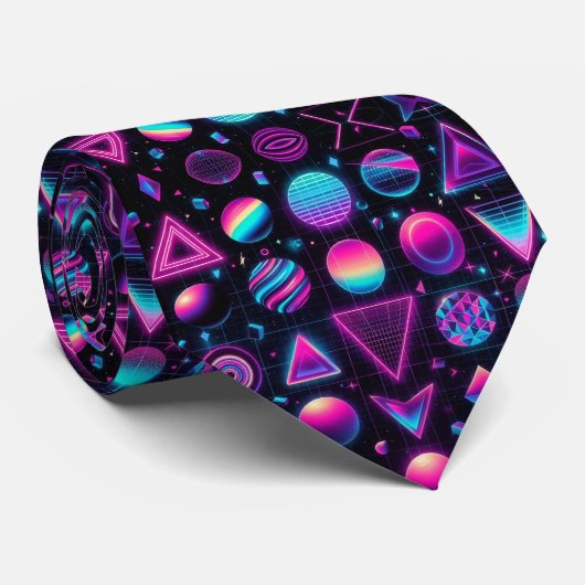 Retro-80er-Funky-Formen-Neon-Halstuch Krawatte (Gerollt)