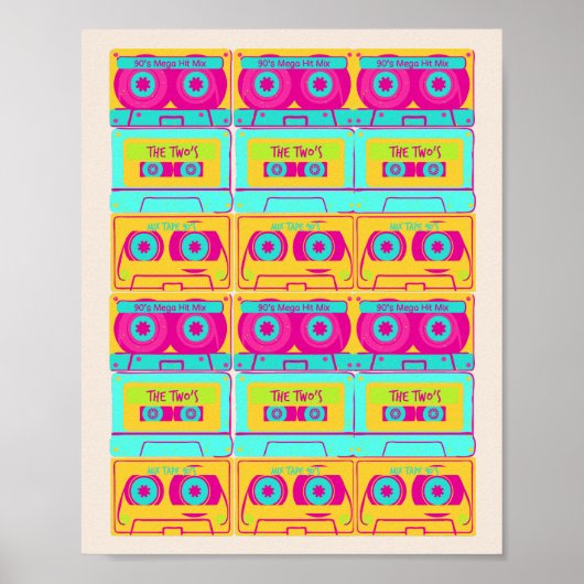 Retro 80er Funky Kassette Illustration Poster (Vorne)
