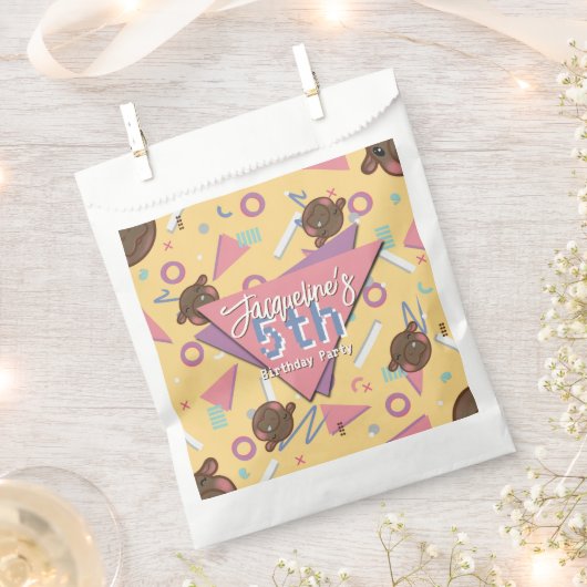 Retro 80er Gelbe Nilpferd Geburtstag Geschenktütchen (Ausgeschnitten)