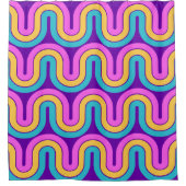 Retro 80er Geometric Gradient Wave Design Duschvorhang (Vorderseite)