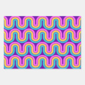 Retro 80er Geometric Gradient Wave Design Geschenkpapier Set (Vorderseite)