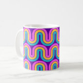 Retro 80er Geometric Gradient Wave Design Kaffeetasse (Vorderseite Links)