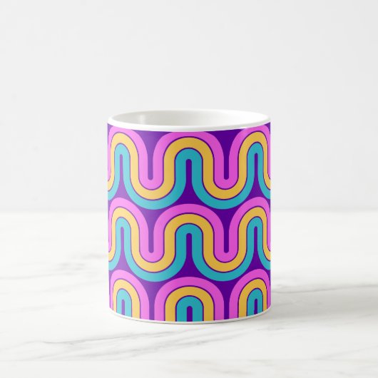 Retro 80er Geometric Gradient Wave Design Kaffeetasse (Mittel)