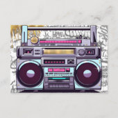 Retro 80er Hip Hop Gold Boombox Hochzeitdetails Begleitkarte (Vorderseite)
