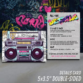 Retro 80er Hip Hop Gold Boombox Hochzeitdetails Begleitkarte