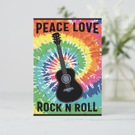 Retro 80er Hippie Peace Liebe Rock'n'Roll Dankeskarte (Stehend Vorderseite)