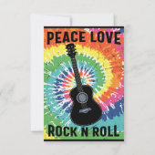 Retro 80er Hippie Peace Liebe Rock'n'Roll Dankeskarte (Rückseite)