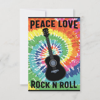 Retro 80er Hippie Peace Liebe Rock'n'Roll Dankeskarte