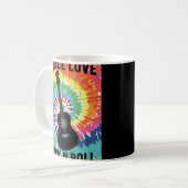Retro 80er Hippie Peace Liebe Rock'n'Roll Kaffeetasse (Vorderseite Links)
