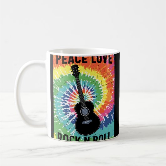 Retro 80er Hippie Peace Liebe Rock'n'Roll Kaffeetasse (Links)