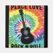 Retro 80er Hippie Peace Liebe Rock'n'Roll Magnet (Vorne)