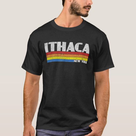 Retro 80er Ithaca New York NY Souvenir T-Shirt (Vorderseite)