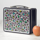 Retro 80er Jahre farbenfrohe Leopard Print Metal L Metall Brotdose (Beispiel)