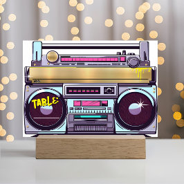 Retro 80er Jahre Hip Hop Colorful Boombox Wedding Platzkarte