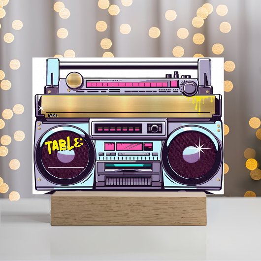 Retro 80er Jahre Hip Hop Colorful Boombox Wedding Platzkarte