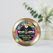 Retro 80er Jahre Hip Hop Foto Gold Record Wedding Einladung (Stehend Vorderseite)