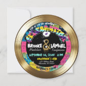 Retro 80er Jahre Hip Hop Foto Gold Record Wedding Einladung (Vorderseite)
