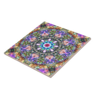 Retro 80er Jahre Hübsches vintage Blumen persische Fliese