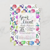 Retro 80er Jahre Neon Colorful Ring Candy Pop Einladung (Vorne/Hinten)