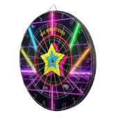 Retro 80er Jahre Neon Party Vibes Familienname Dartscheibe (Vorderseite rechts)