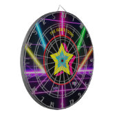 Retro 80er Jahre Neon Party Vibes Familienname Dartscheibe (Vorderseite Links)