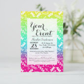 Retro 80er Jahre Neon Rainbow Sketched Doodle Einladung (Stehend Vorderseite)