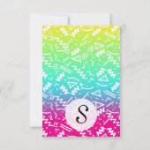 Retro 80er Jahre Neon Rainbow Sketched Doodle Einladung (Rückseite)