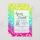 Retro 80er Jahre Neon Rainbow Sketched Doodle Einladung (Vorne/Hinten)