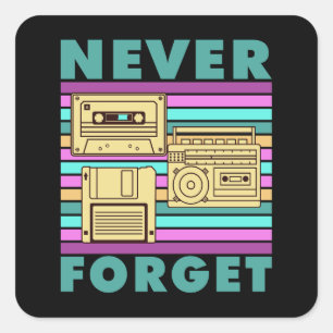 Retro-80er-Jahre-Technologie Diskette Boombox Gen Quadratischer Aufkleber