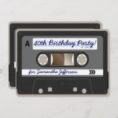 Retro 80er Kassetten-Band-40. Einladung (Vorne/Hinten)