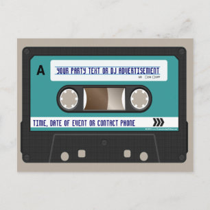 Retro 80er-Kassetten-Mixtape personalisiert Einladungspostkarte