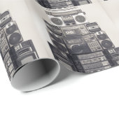 Retro 80er Kassettenrekorder Muster. Geschenkpapier (Rolleneckpunkt)