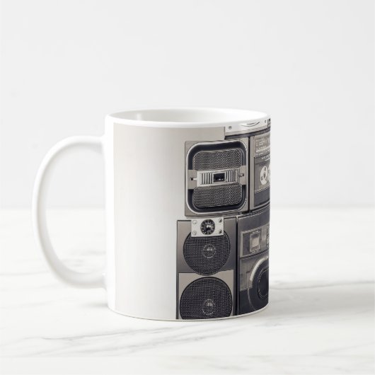 Retro 80er Kassettenrekorder Muster. Kaffeetasse (Links)