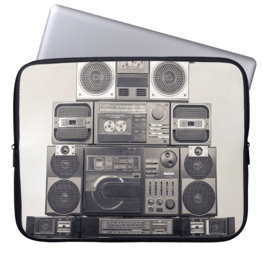 Retro 80er Kassettenrekorder Muster. Laptopschutzhülle (Vorderseite)