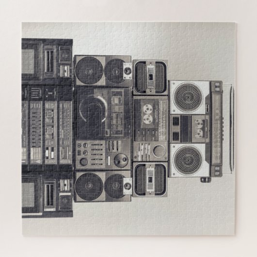 Retro 80er Kassettenrekorder Muster. Puzzle (Horizontal)