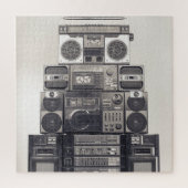 Retro 80er Kassettenrekorder Muster. Puzzle (Vertikal)