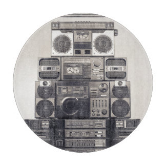 Retro 80er Kassettenrekorder Muster. Schneidebrett