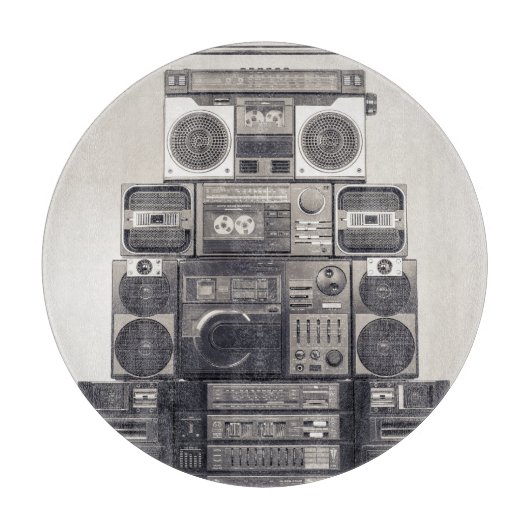 Retro 80er Kassettenrekorder Muster. Schneidebrett (Vorderseite)