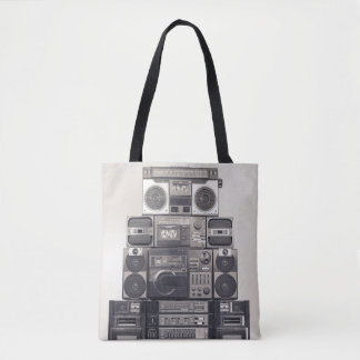 Retro 80er Kassettenrekorder Muster. Tasche