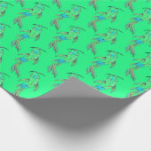 Retro 80er Koi Fish Wrapping Paper Neon Green Geschenkpapier (Ecke)