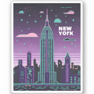 Retro 80er Lo-Fi Vaporwave Empire State Gebäude Aufkleber