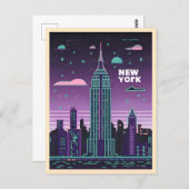 Retro 80er Lo-Fi Vaporwave Empire State Gebäude Postkarte (Vorne/Hinten)