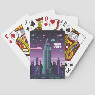 Retro 80er Lo-Fi Vaporwave Empire State Gebäude Spielkarten