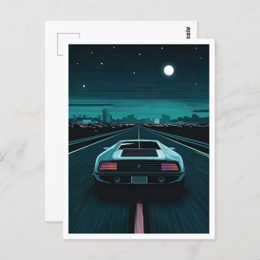 Retro 80er Lo-Fi Vaporwave Futuristic Supercar Postkarte (Vorne/Hinten)